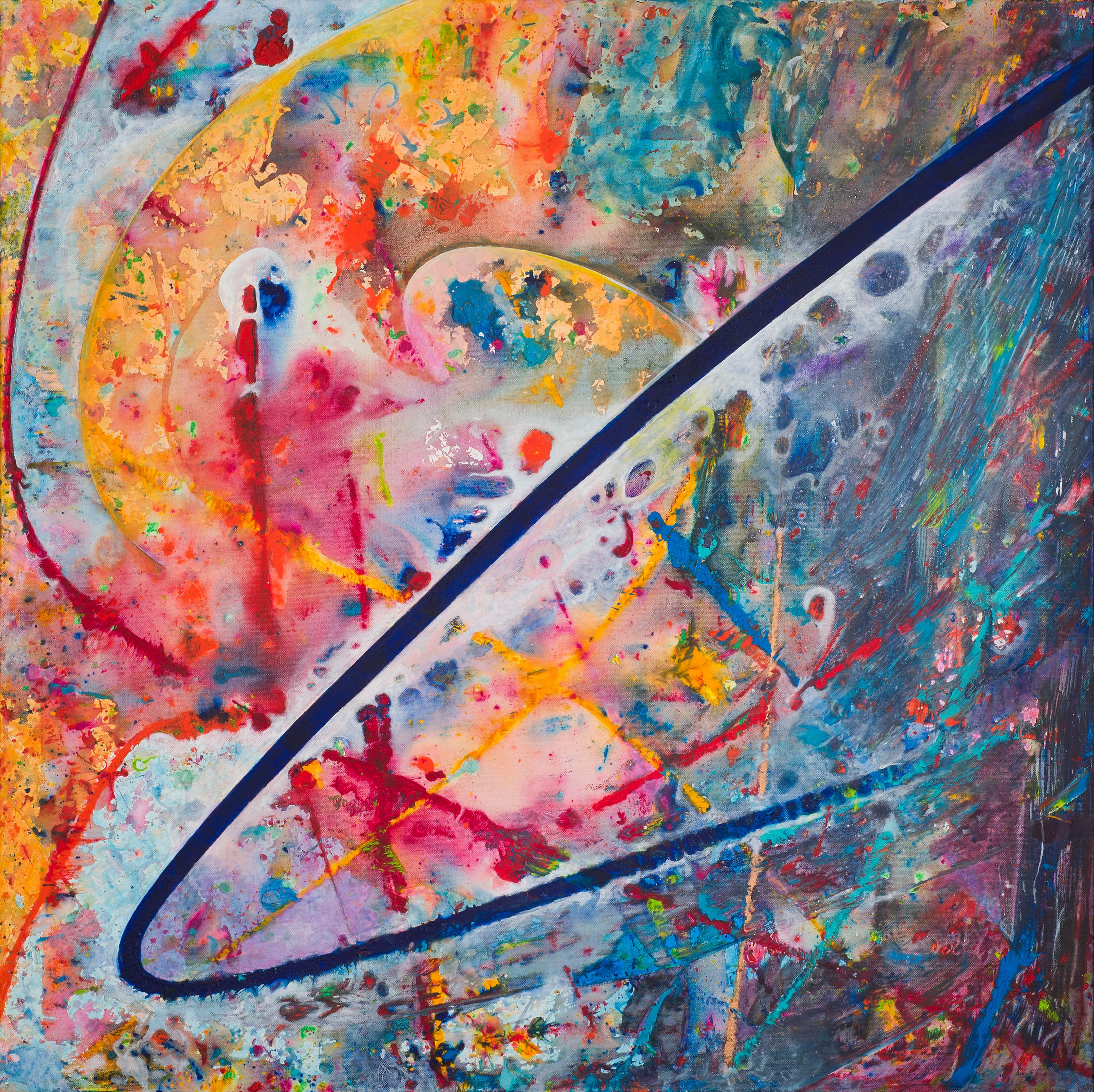 Tangible de Detlef Aderhold - Grande peinture abstraite contemporaine énergique