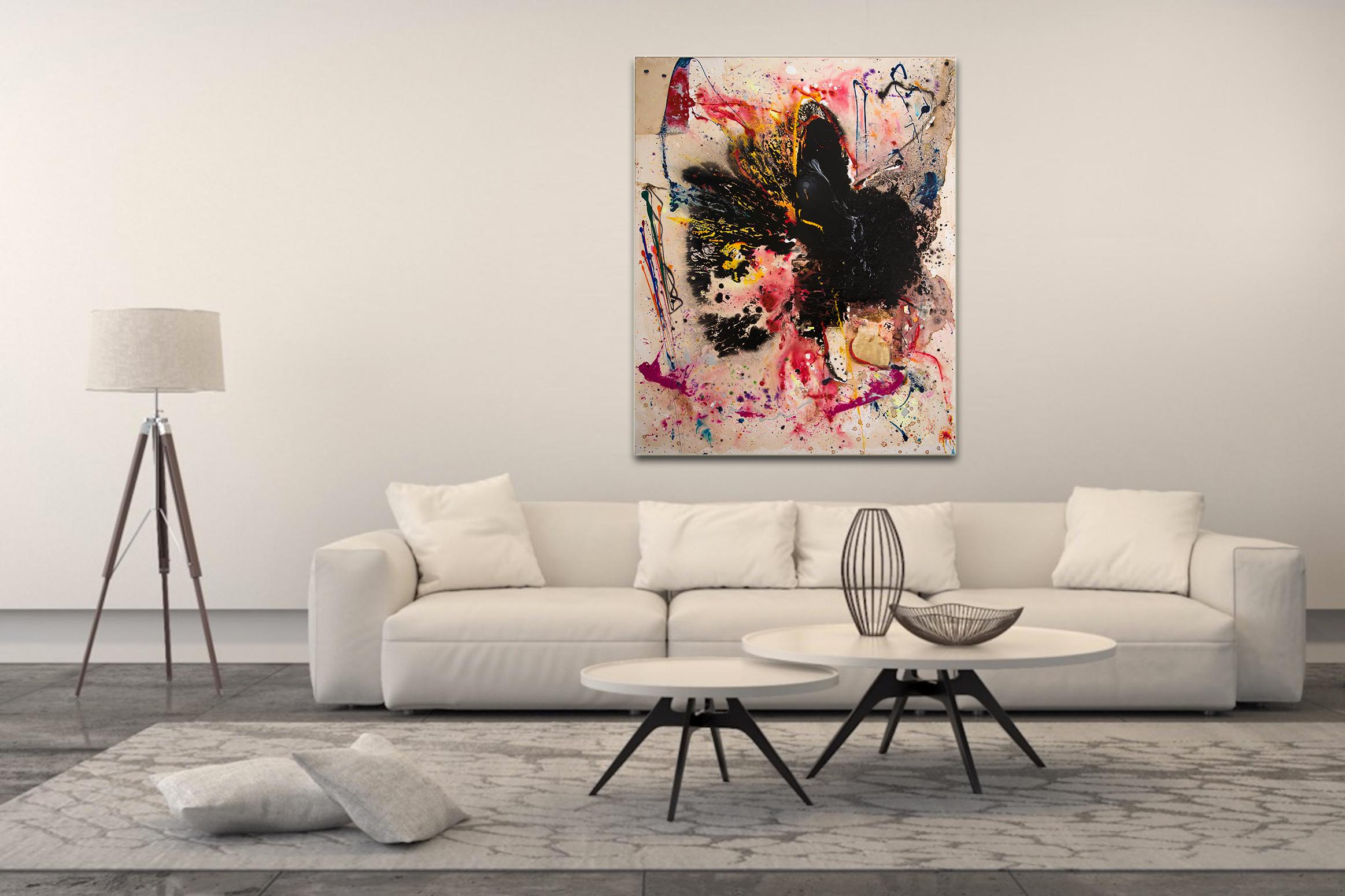 Vague by Detlef Aderhold - Red Energetic Contemporary Abstract Painting For Sale 1