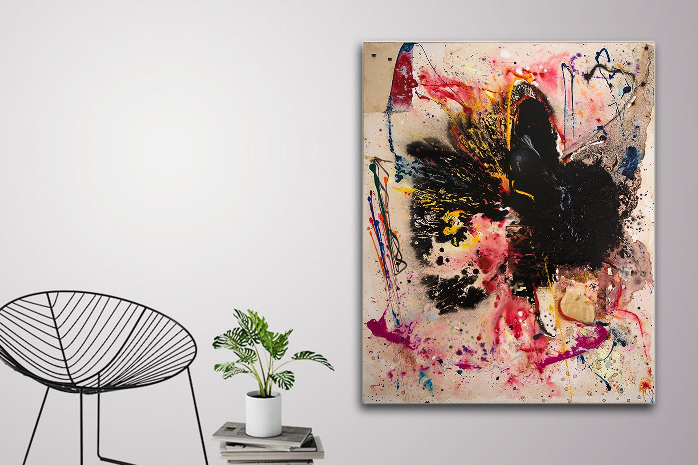 Vague by Detlef Aderhold - Red Energetic Contemporary Abstract Painting For Sale 6