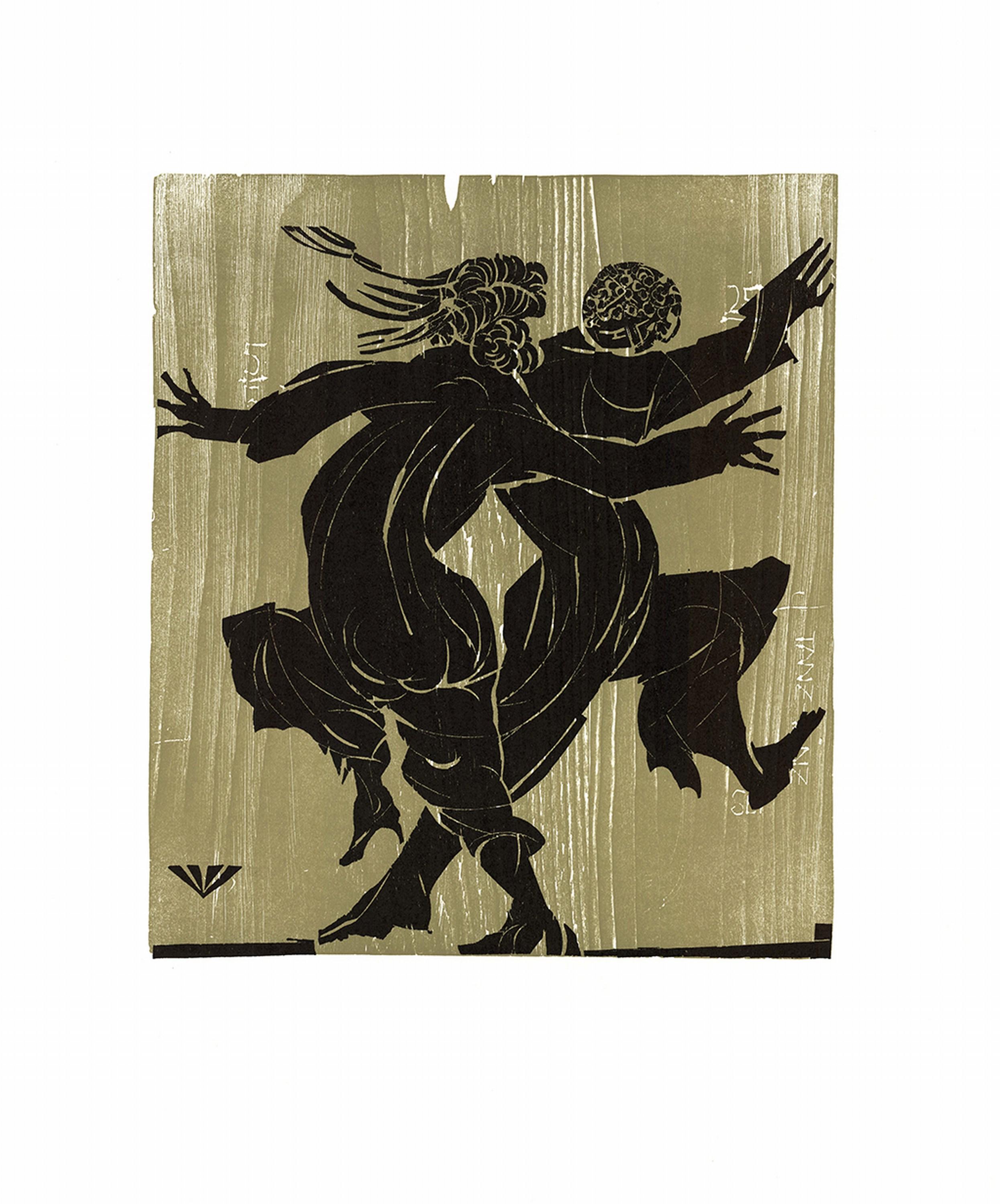 Dance (Earth Tone, Dark, Gestural, Movement, Shadow, ~40% OFF LIST PRICE) - Print by Detlef Willand