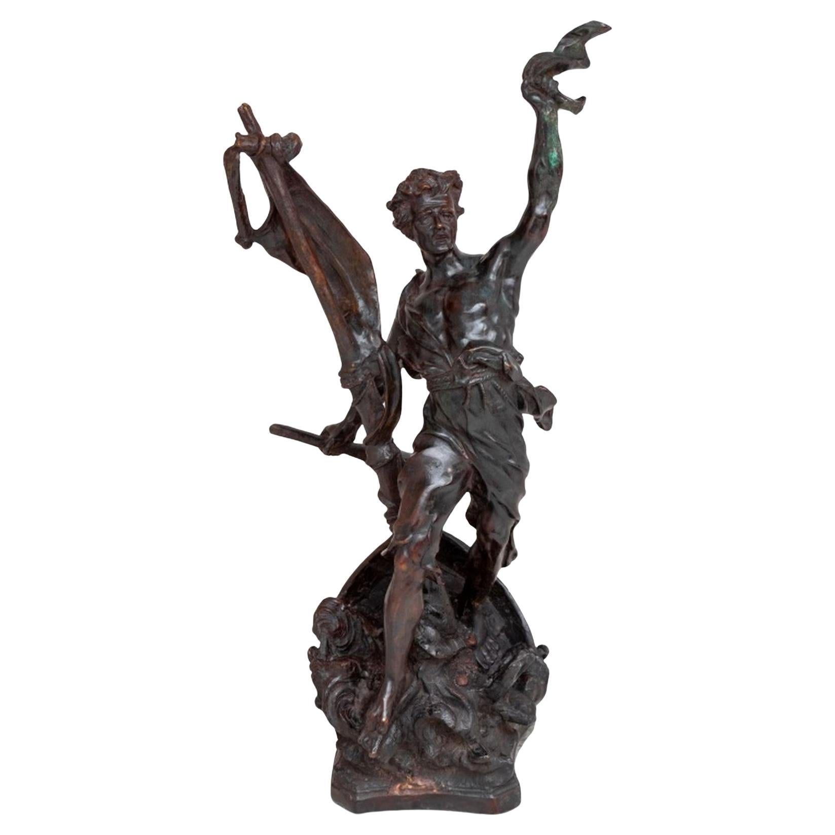 "Detresse" Patinated Metal Sculpture For Sale