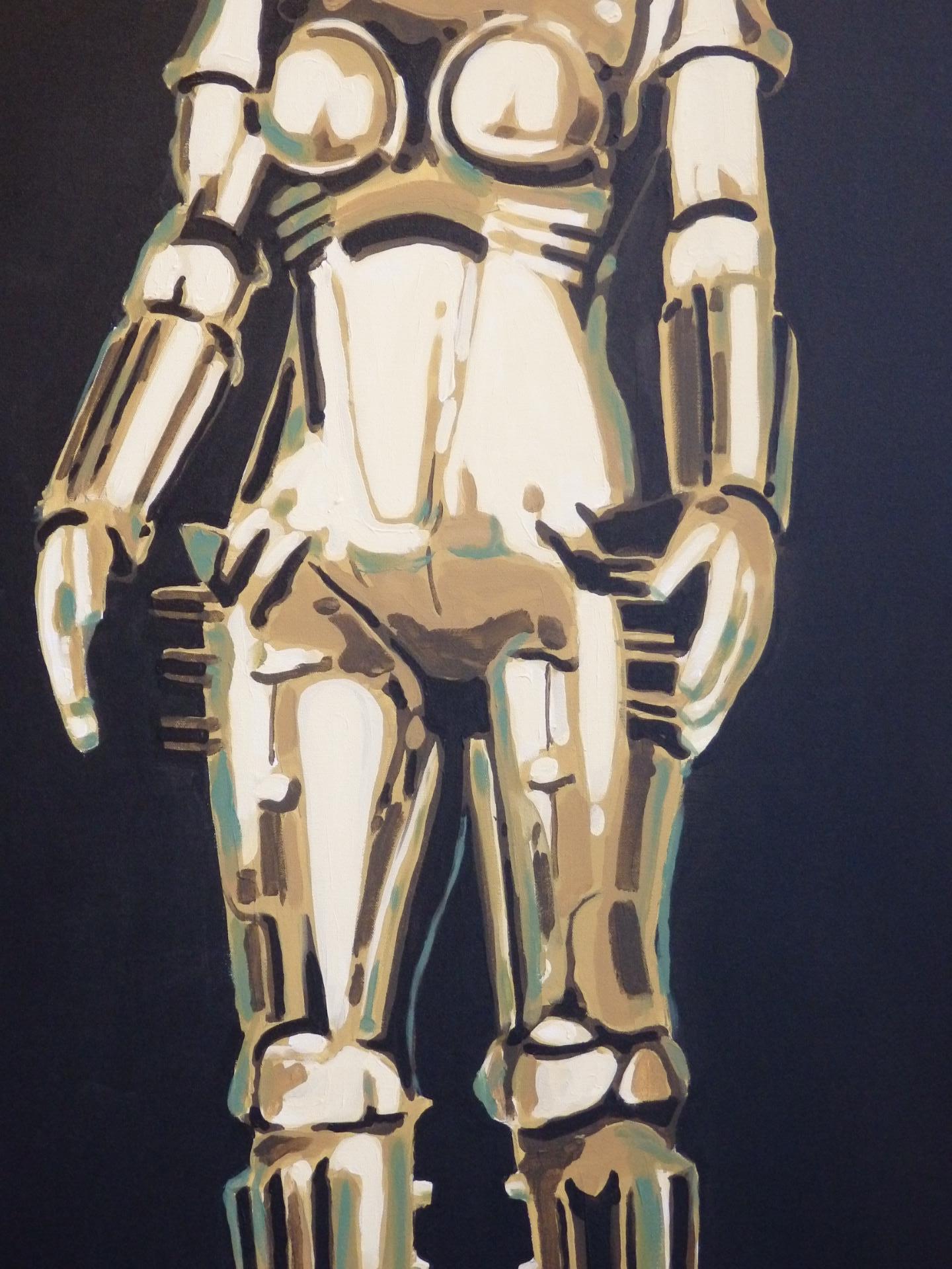Der Detroiter Künstler Billy Couch, Acryl auf Leinwand, Gemälde Metropolis Robot Maria (amerikanisch) im Angebot