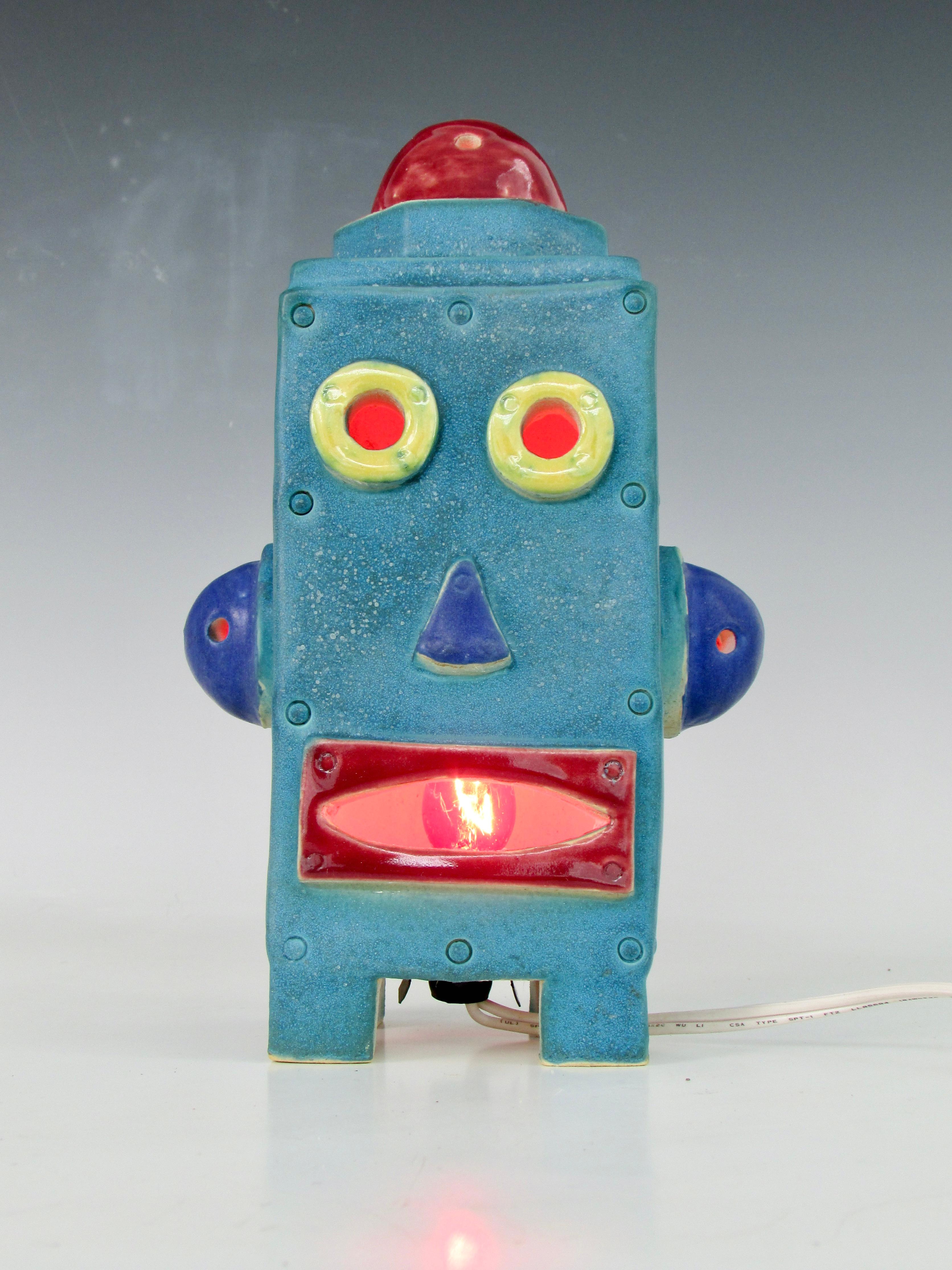 Detroit Artist Doug Spalding Light Up Pottery Robot For Sale 3