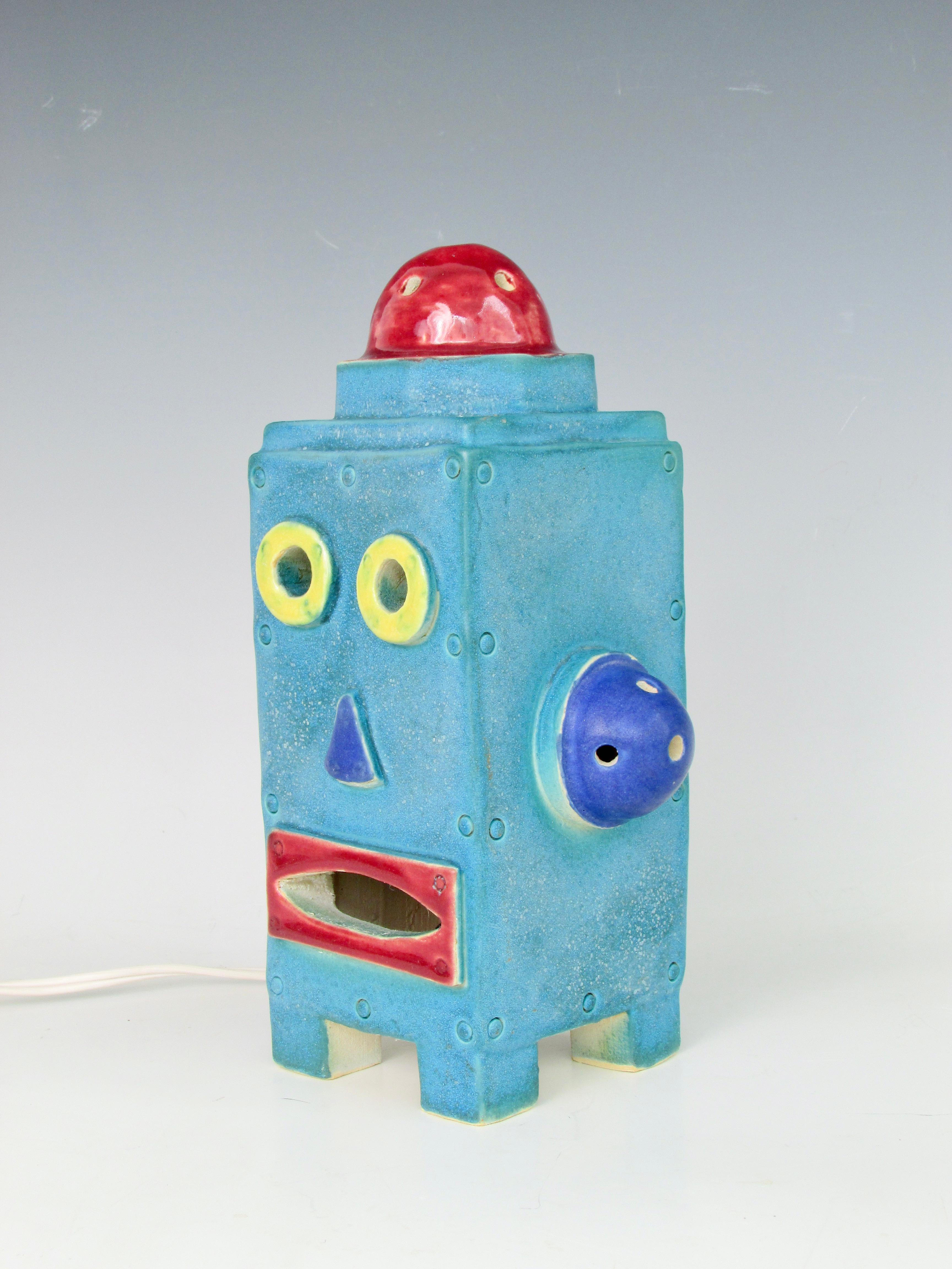 Detroit Detroiter Künstler Doug Spalding Light Up Keramik Roboter (American Arts and Crafts) im Angebot