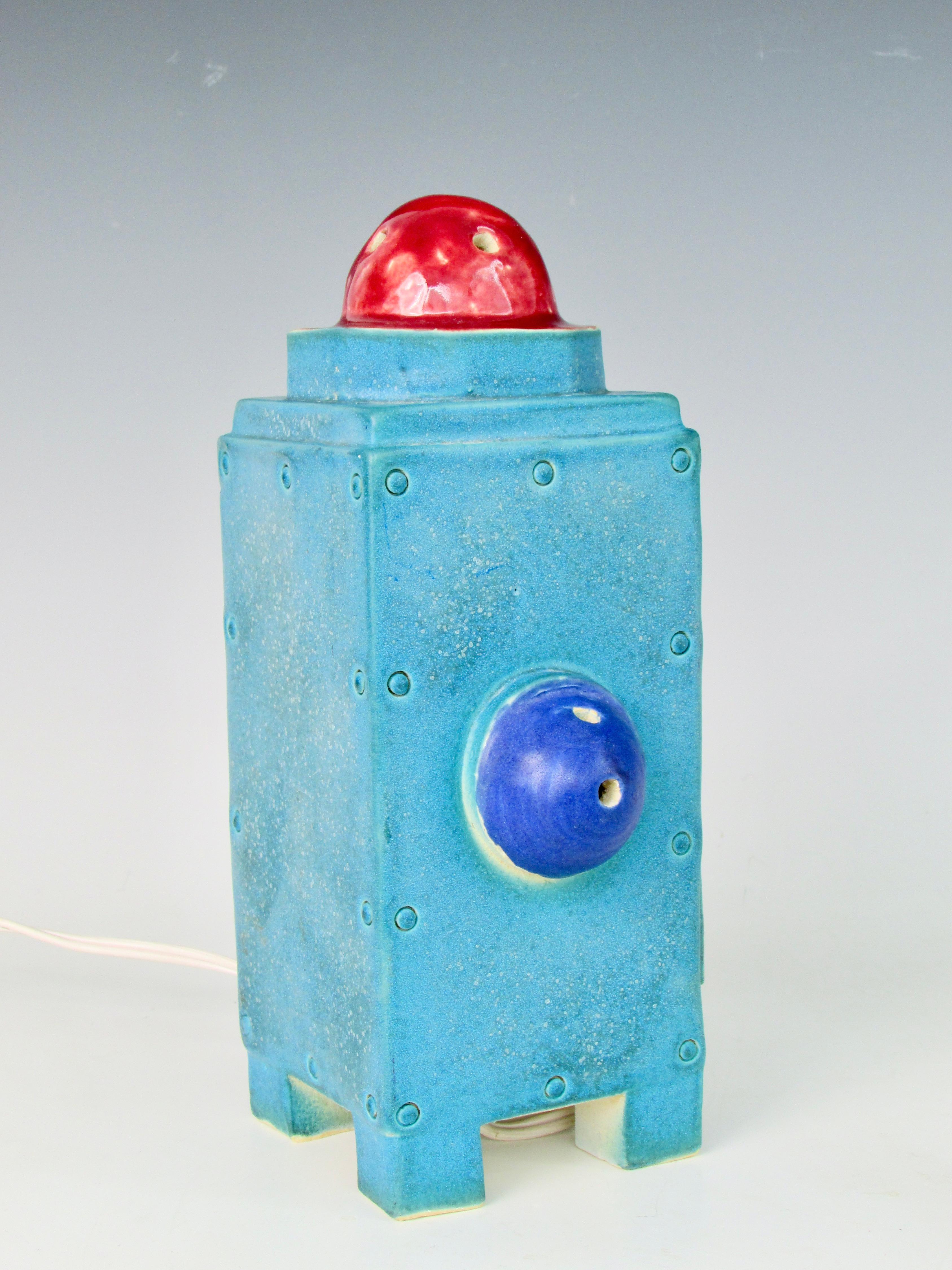 Detroit Detroiter Künstler Doug Spalding Light Up Keramik Roboter (Handgefertigt) im Angebot