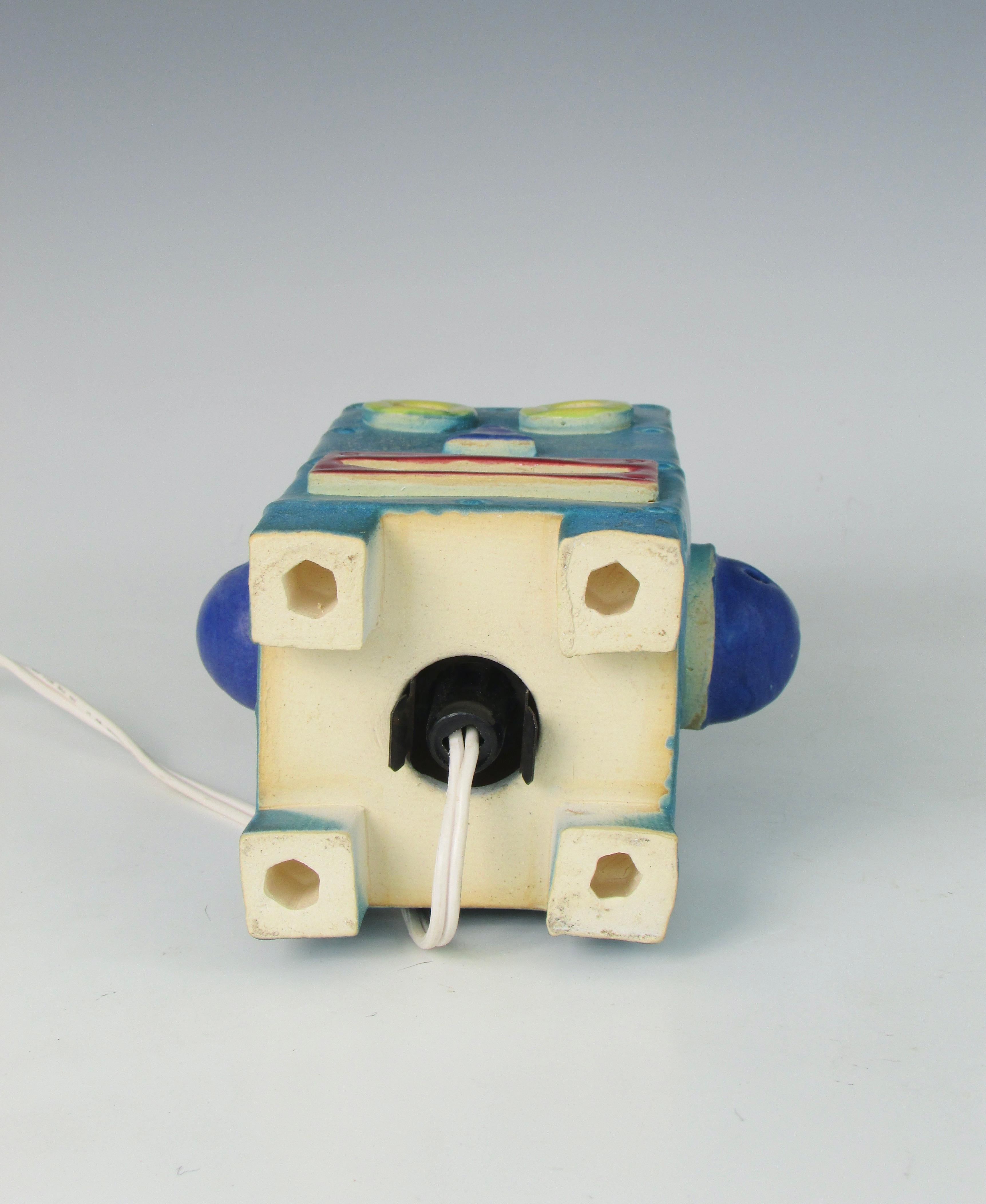 Late 20th Century Detroit Artist Doug Spalding Light Up Pottery Robot For Sale