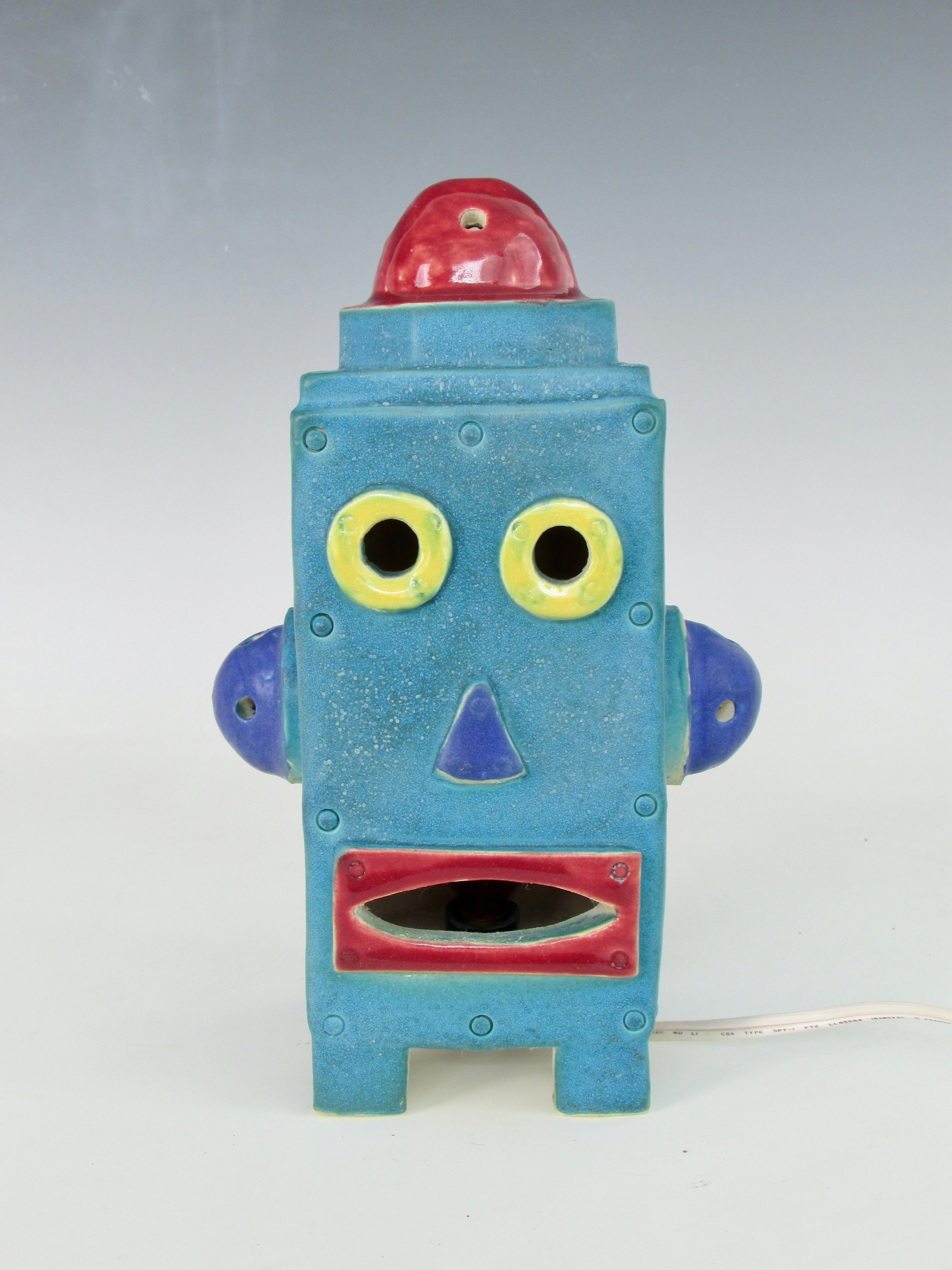 Detroit Detroiter Künstler Doug Spalding Light Up Keramik Roboter im Angebot 1