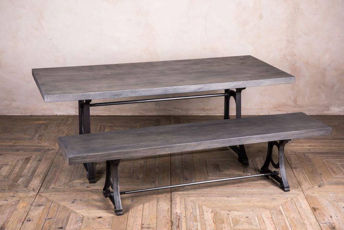 A fine Detroit cast iron dining bench, 20th century.

As part of the Detroit industrial style range of furniture, which is brand new to Peppermill, this dining bench is in a grey finish, and thanks to its neutral tones, it is easy to blend into