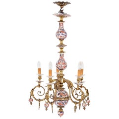 Deutsch Style Chandelier in Imari Porcelain and Gilt Bronze, circa 1900