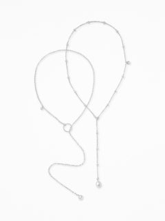 Deux Cravates Necklace Set in 925 Sterling Silver & Freshwater Pearls by O Sh