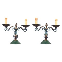 deux Lampes de table Art déco en fer forgé, vers 1940.