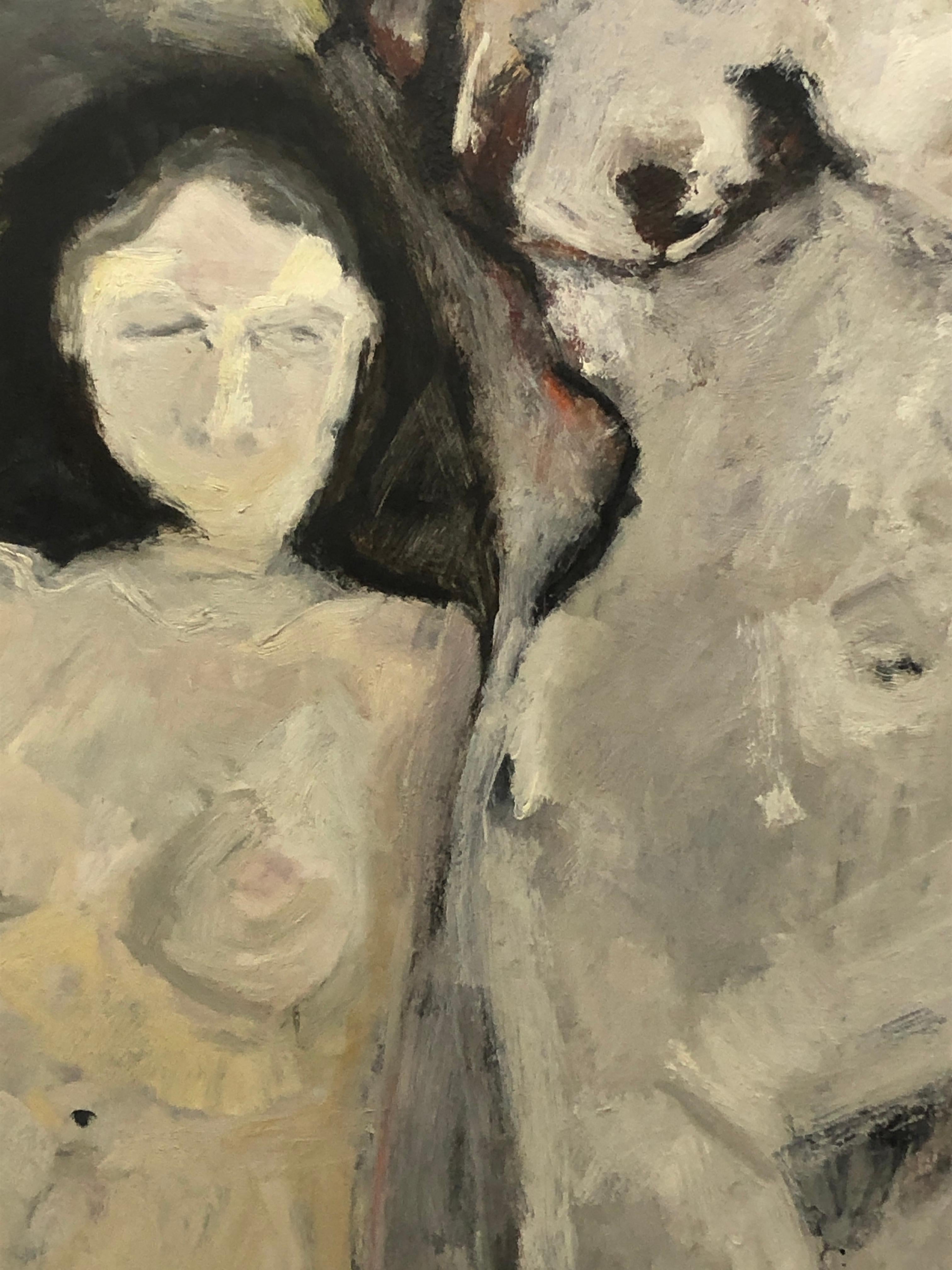Deux Nues par Bernard Dufour, huile sur toile, 1961 Excellent état - En vente à PARIS, FR