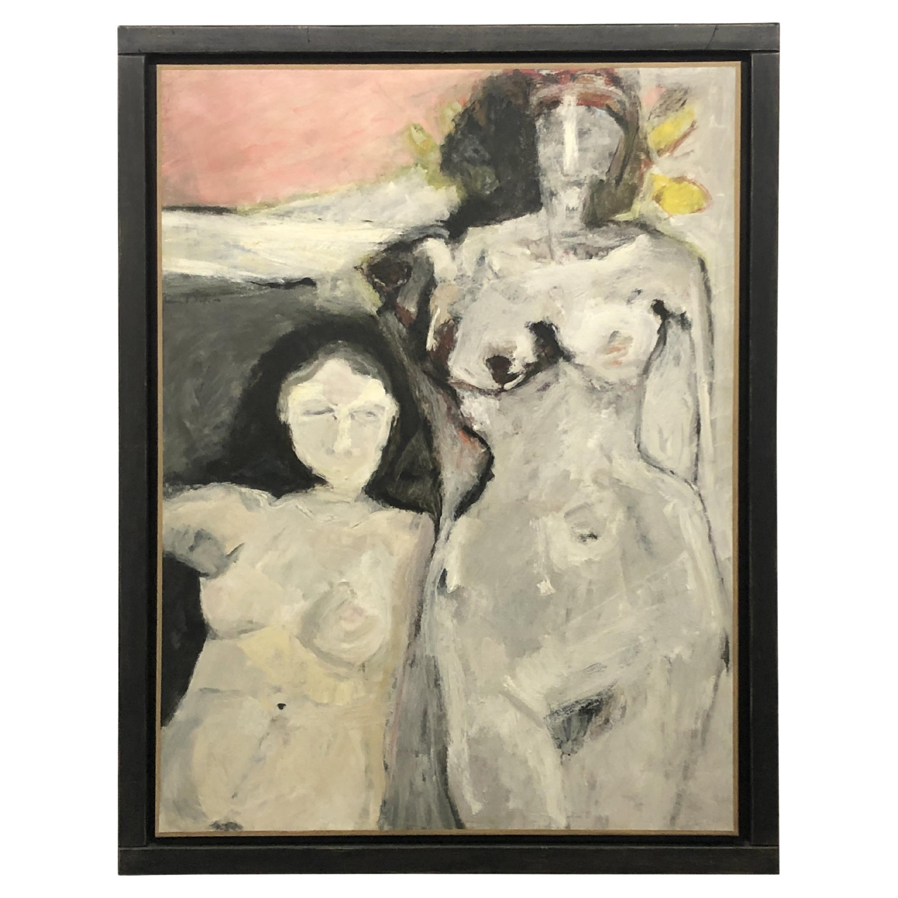 "Deux Nues" by Bernard Dufour, Oil on Canvas, 1961 For Sale