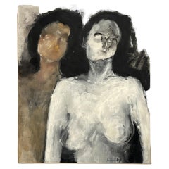 Vintage "Deux Nues Féminin" by Bernard Dufour, Oil on Canvas, 1964