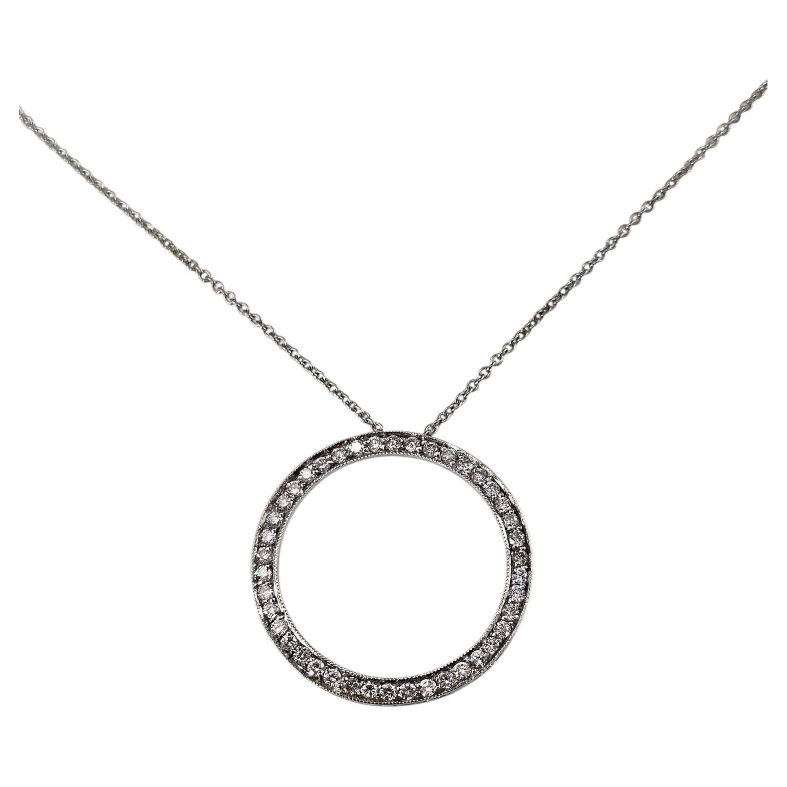 Dev Valencia 18K White Gold Diamond Circle Pendant Necklace #25733