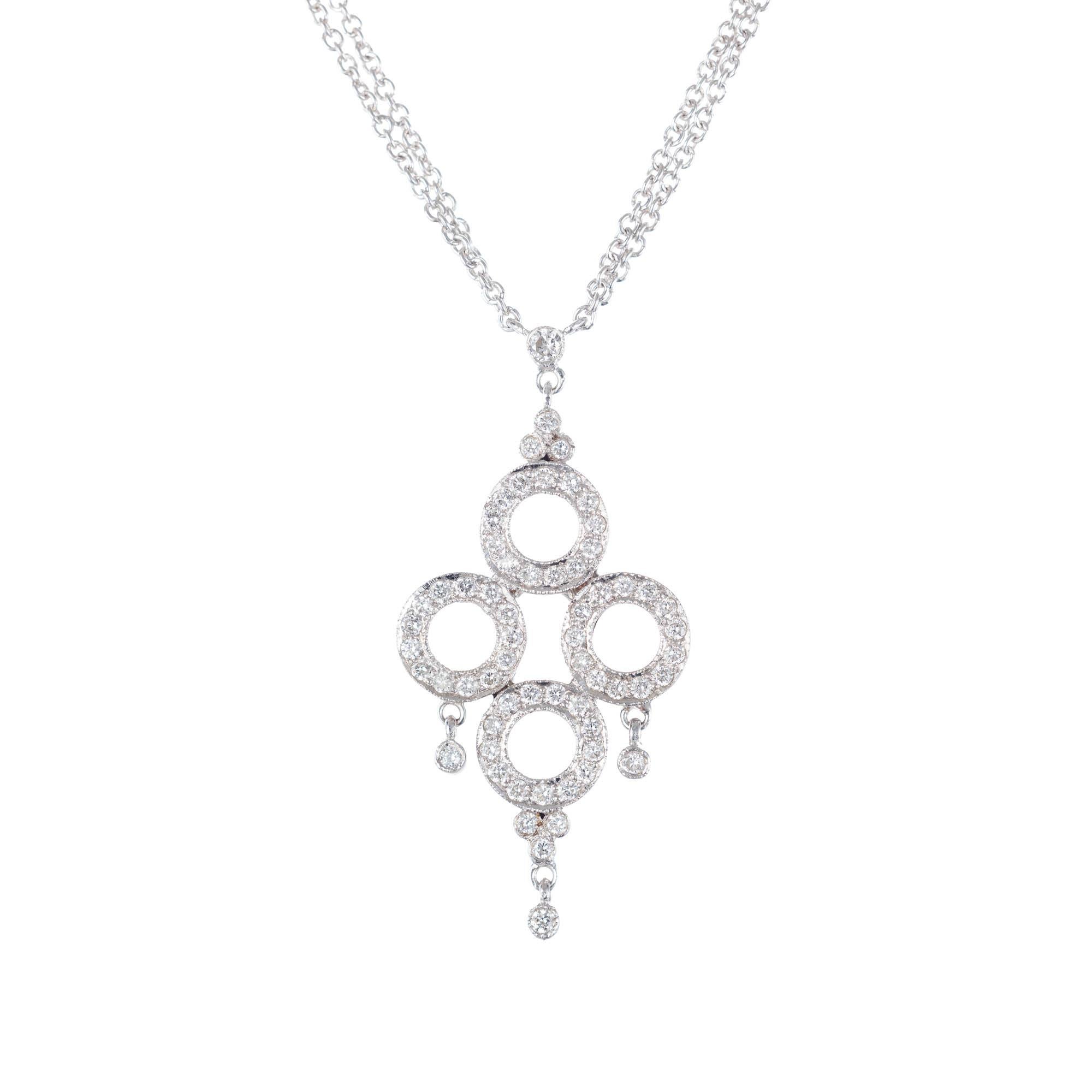 Dev Valencia .32 Carat Diamond White Gold Four Circle Pendant Necklace For Sale