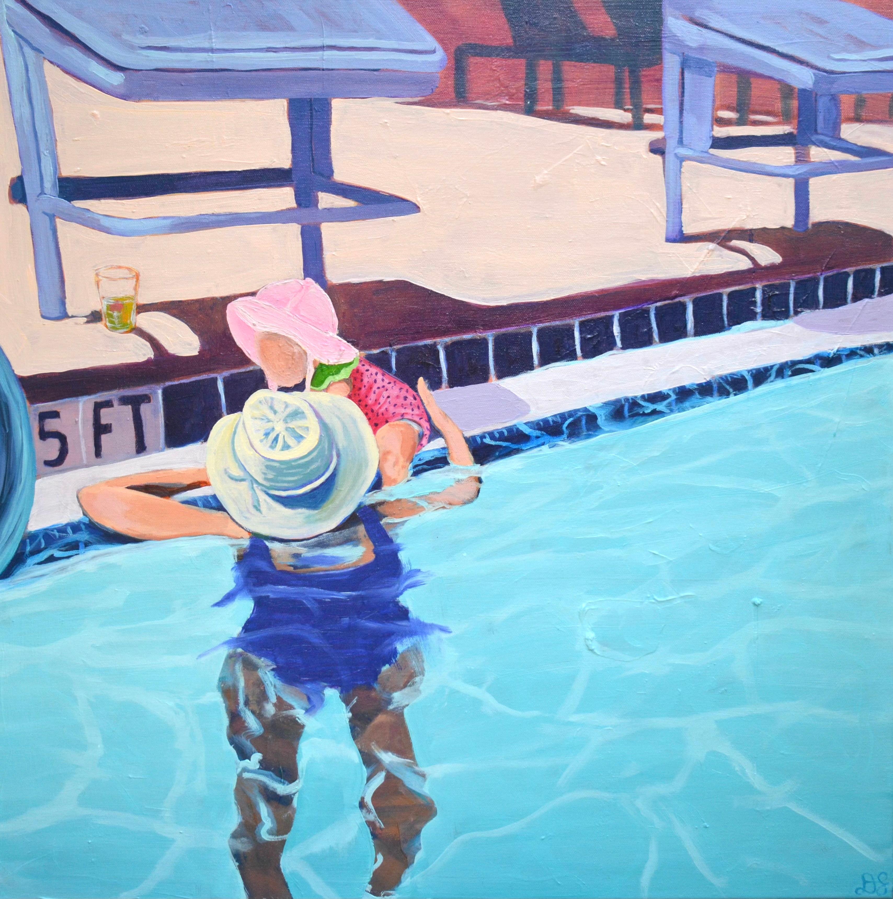 Deep End by Devan Sweeney, Oil on Canvas Pool Themed Contemporary Painting