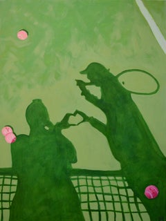 Love All di Devan Sweeney, olio su tela a tema tennis, pittura contemporanea