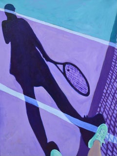 Singles by Devan Sweeney, Óleo sobre lienzo Atrevido cuadro contemporáneo con temática de tenis