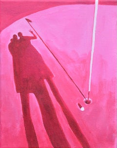 Summer Scramble by Devan Sweeney, Oil on Canvas Golf Painting, Pink