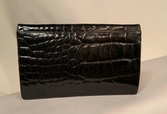 deVecchi Black American Alligator Clutch Bag circa 1980
