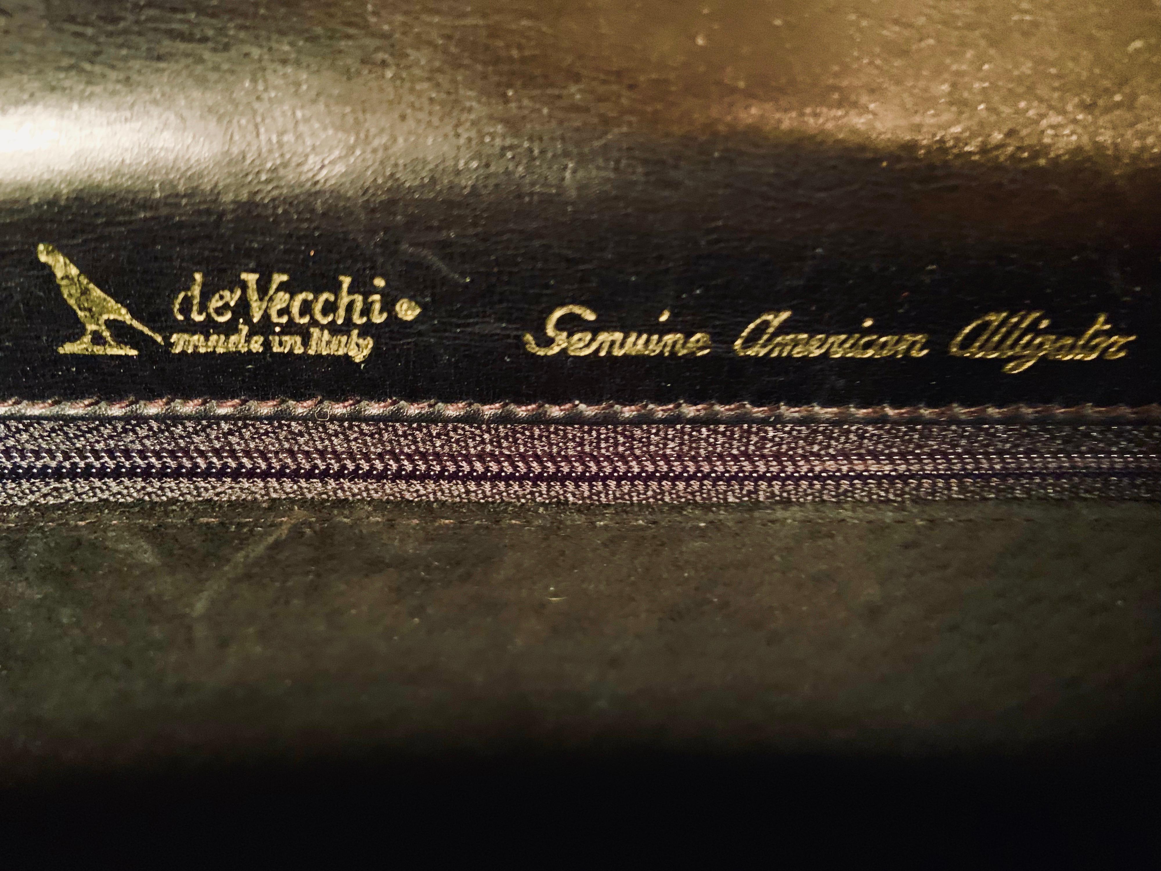 deVecchi Black American Alligator Clutch Bag circa 1980 In Good Condition In New Hope, PA