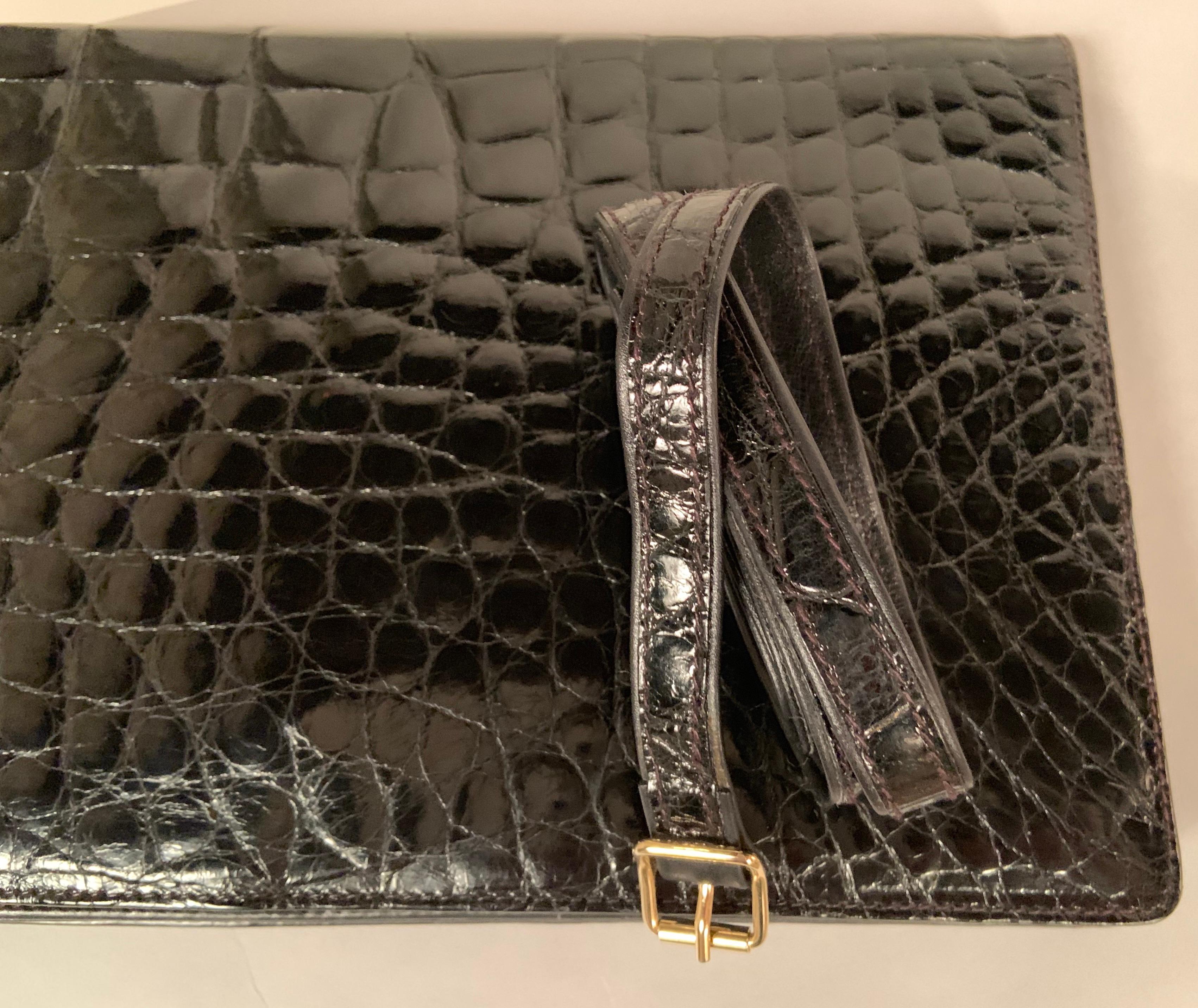deVecchi Black American Alligator Clutch Bag circa 1980 1