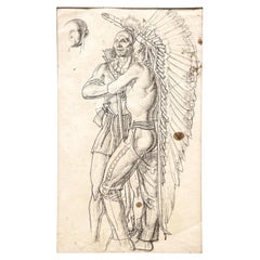 Vintage "Development of Tennessee", Important Mural Study w/ Indian Chiefs by Cornwell