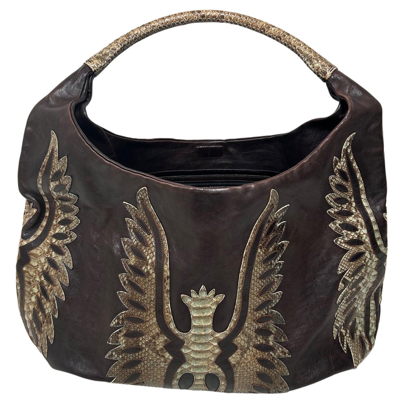 Black Devi Kroell Large Snakeskin Shoulder Bag  For Sale