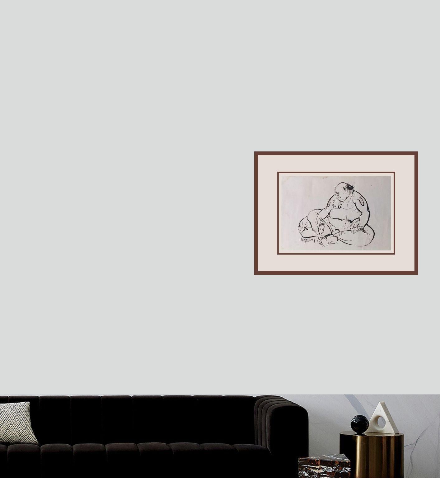 Untitled, Ink on Paper, Modern Artist Devi Prasad Roy Chowdhury “In Stock” For Sale 1