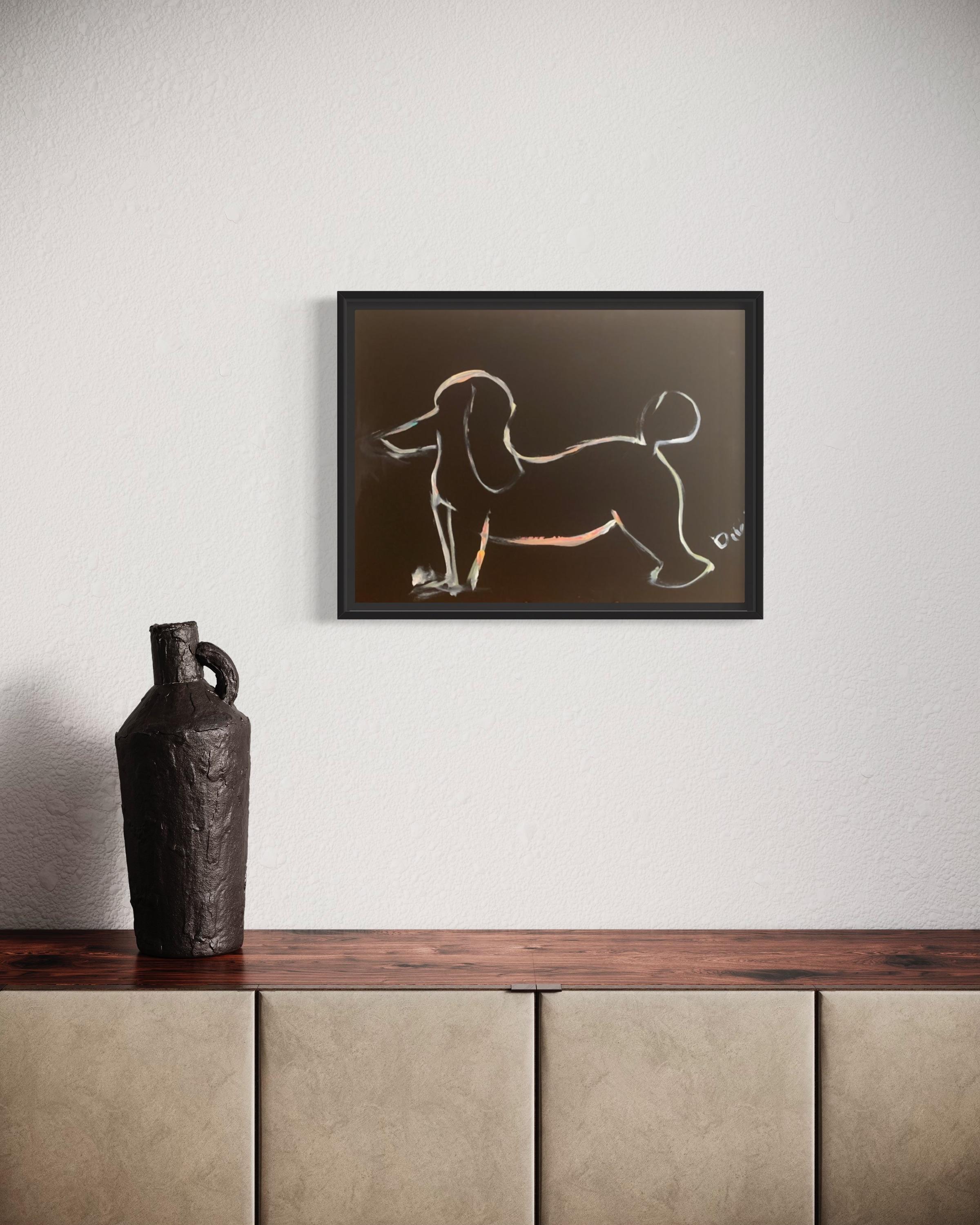 'Dog’ Minimalist Acrylic On Canvas Contemporary Original Painting by Devie For Sale 3