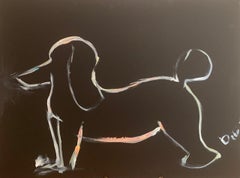 Hund" Minimalistisches Acryl auf Leinwand Zeitgenössisches Originalgemälde von Devie