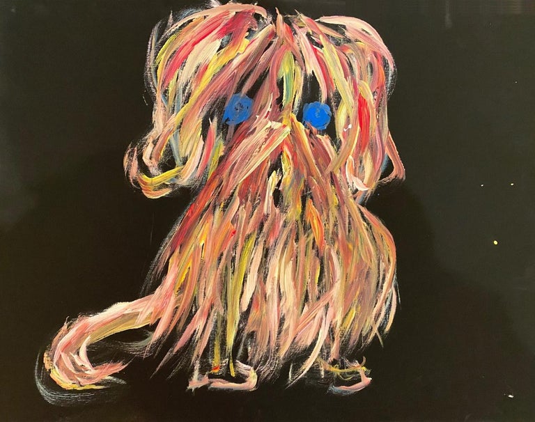 Devie Elzafon 'love dog' Acrylic On Canvas Original 2021 Painting Dog