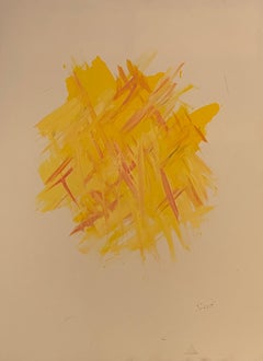 'Yellow Celebration' Minimal Abstract Art Acrylic On Canvas By Devie
