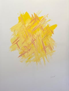« Yellow Celebration », acrylique sur toile, art abstrait minimaliste, de Devie