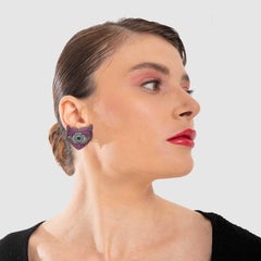 Naimah Devil Heart Statement Earrings, Ruby
