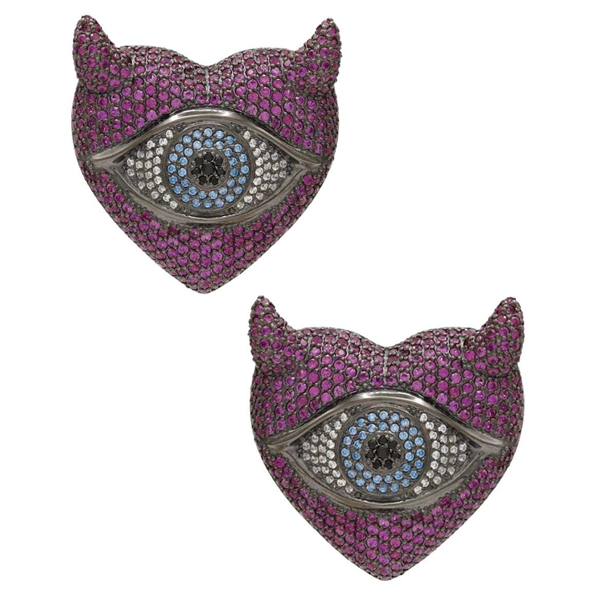 Pendientes Naimah Diablo Corazón, Rubí