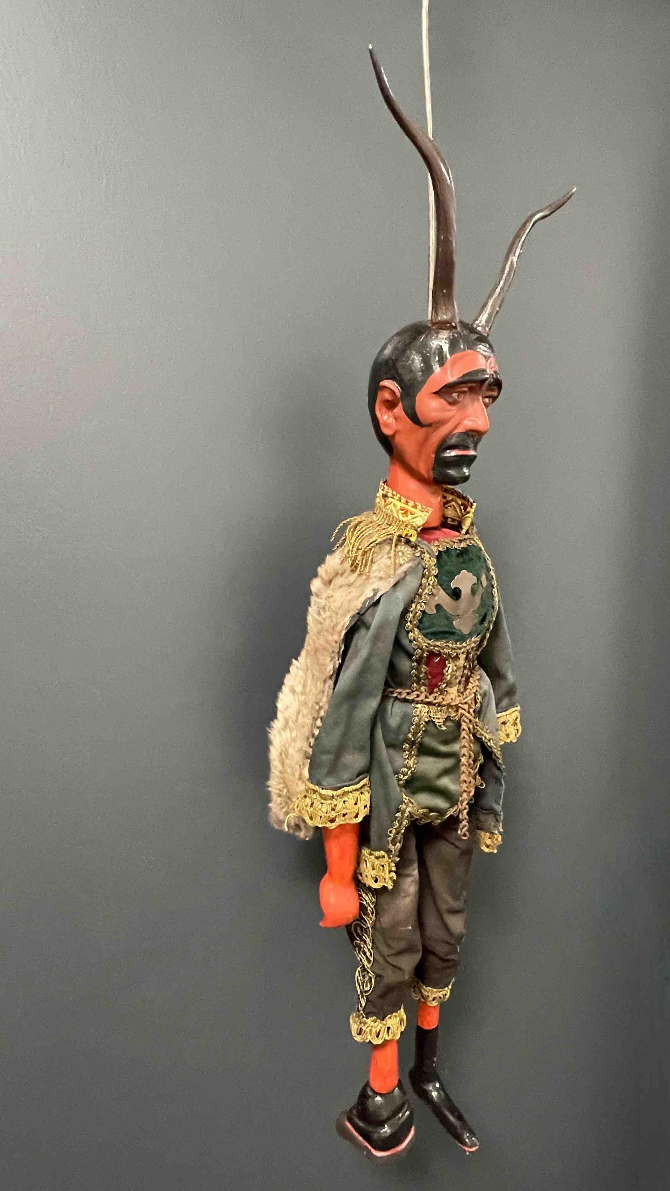 Folk Art Large Devil or Krampus Marionette by a Master Puppet Maker, Antique Austria For Sale