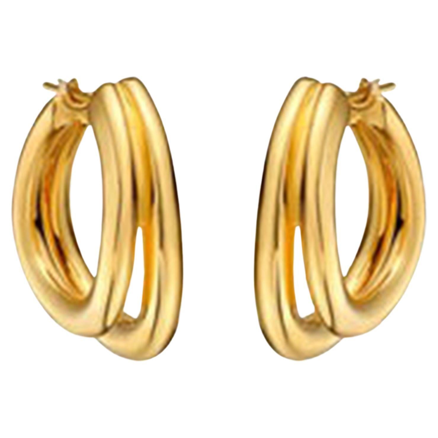 Devilish Diamond 14K (or 18k upon request) Yellow Gold Hoops Earrings