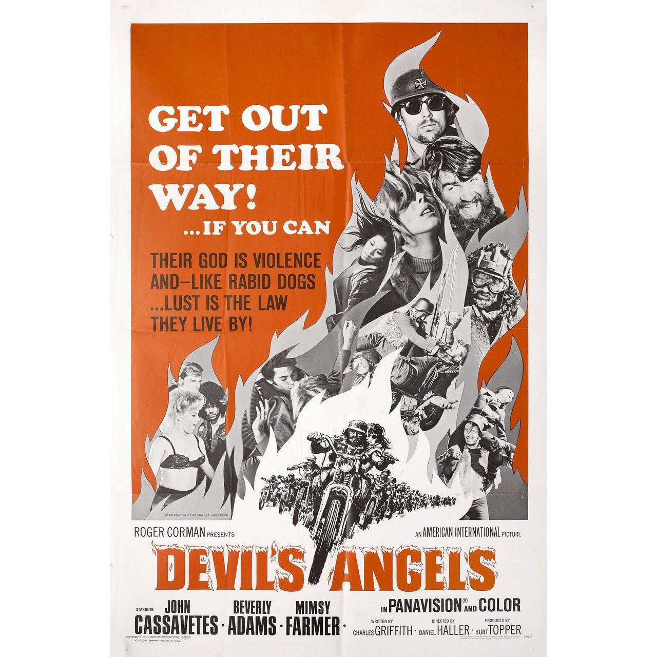 Original 1967 U.S. one sheet poster for the film Devil's Angels directed by Daniel Haller with John Cassavetes / Beverly Adams / Mimsy Farmer / Maurice McEndree. Very good-fine condition, folded. Many original posters were issued folded or were