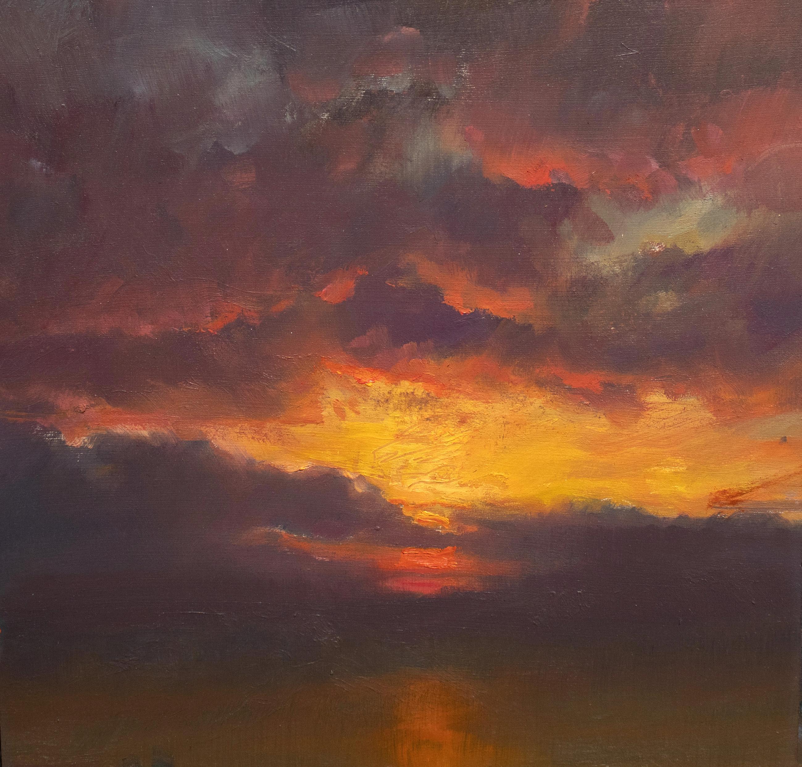 Devin Michael Roberts Landscape Painting – "At Last Light" (2025) Landschaft, Original Ölgemälde, strahlender Sonnenuntergang
