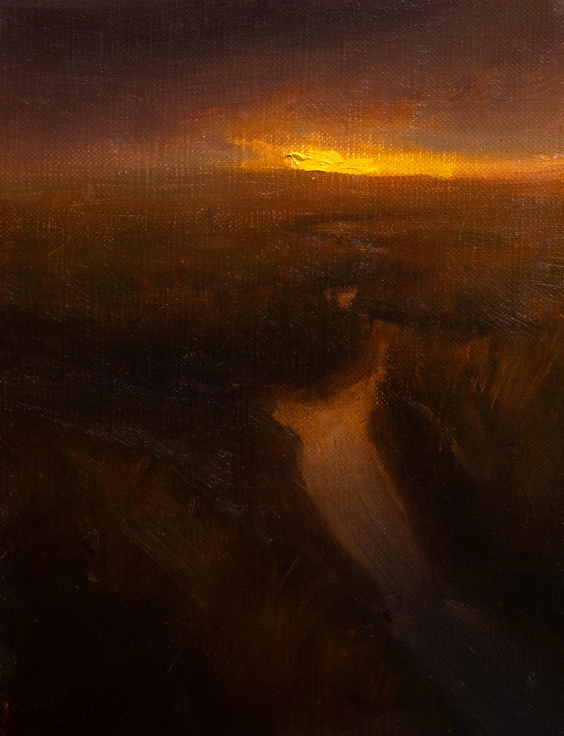 "Oscuridad en las Altas Llanuras" de Devin Michael Roberts, Pintura al óleo de paisajes