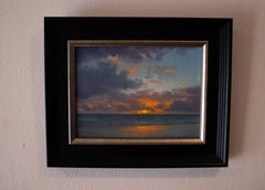 "Arancione su blu" (2024) di Devin Michael Roberts, Paesaggio dipinto a olio