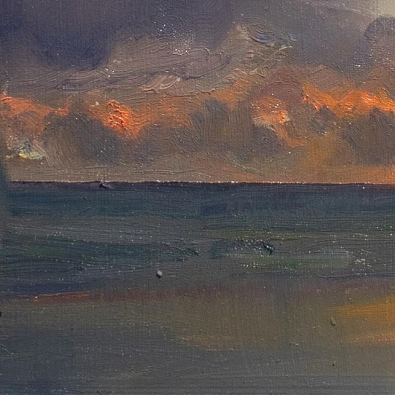 „Orange auf Blau“ (2024) von Devin Michael Roberts, Landschaft, Ölgemälde im Angebot 3