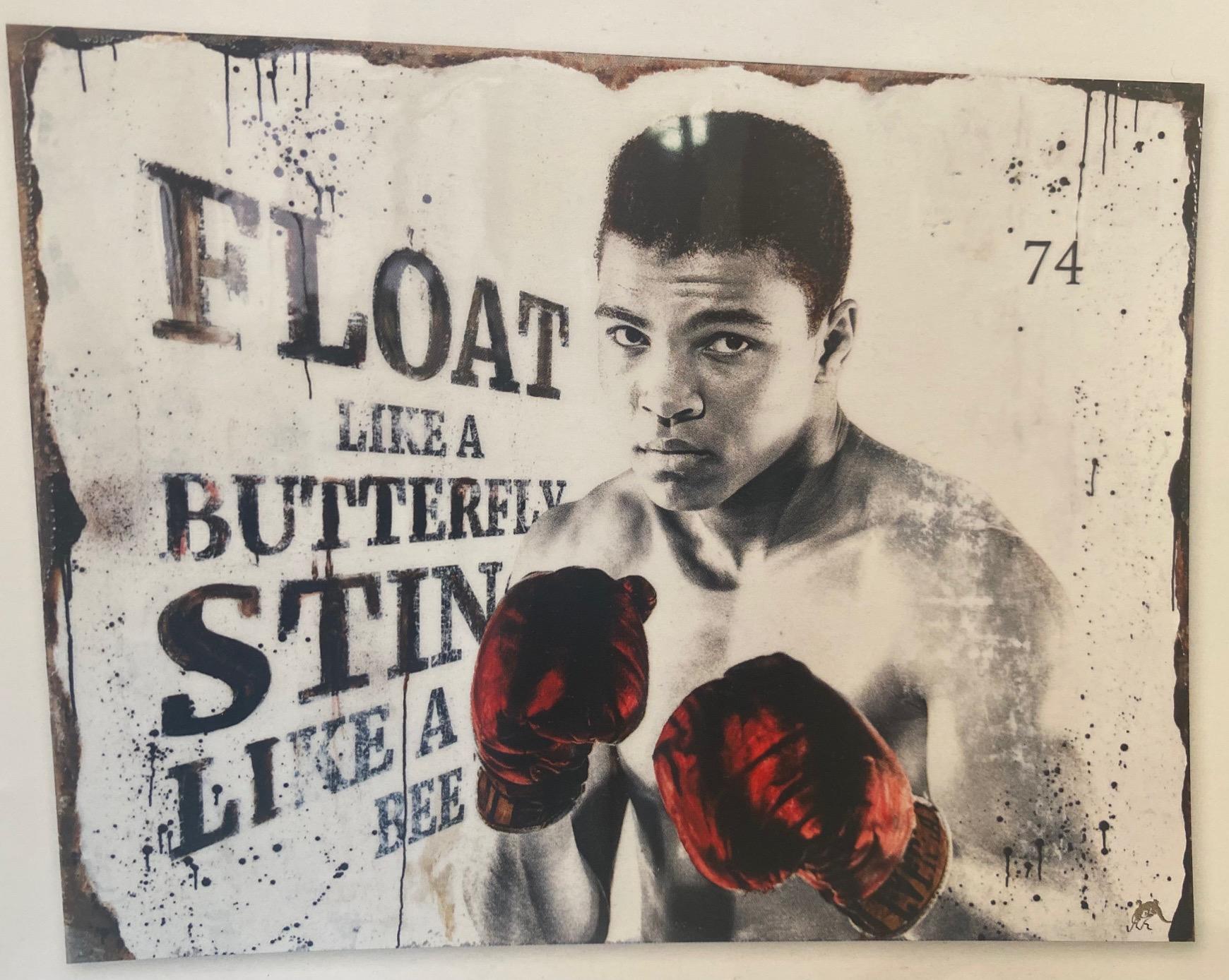  ALI - contemporary mixed media original pop art icons portrait of boxer Ali