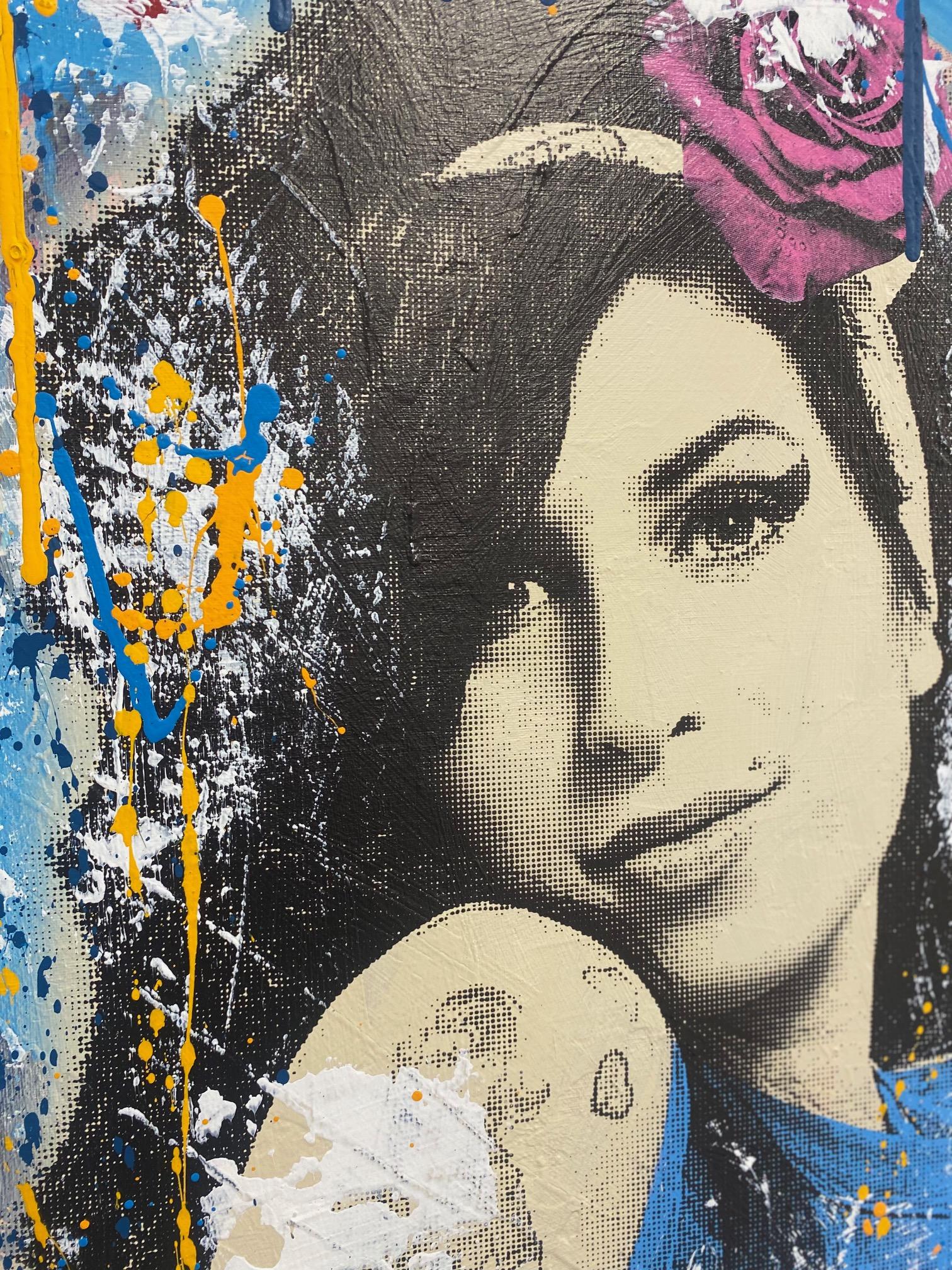 Amy- mixed media contemporain œuvre d'art originale portrait d'Amy Winehouse pop art - Pop Art Mixed Media Art par Devin Miles
