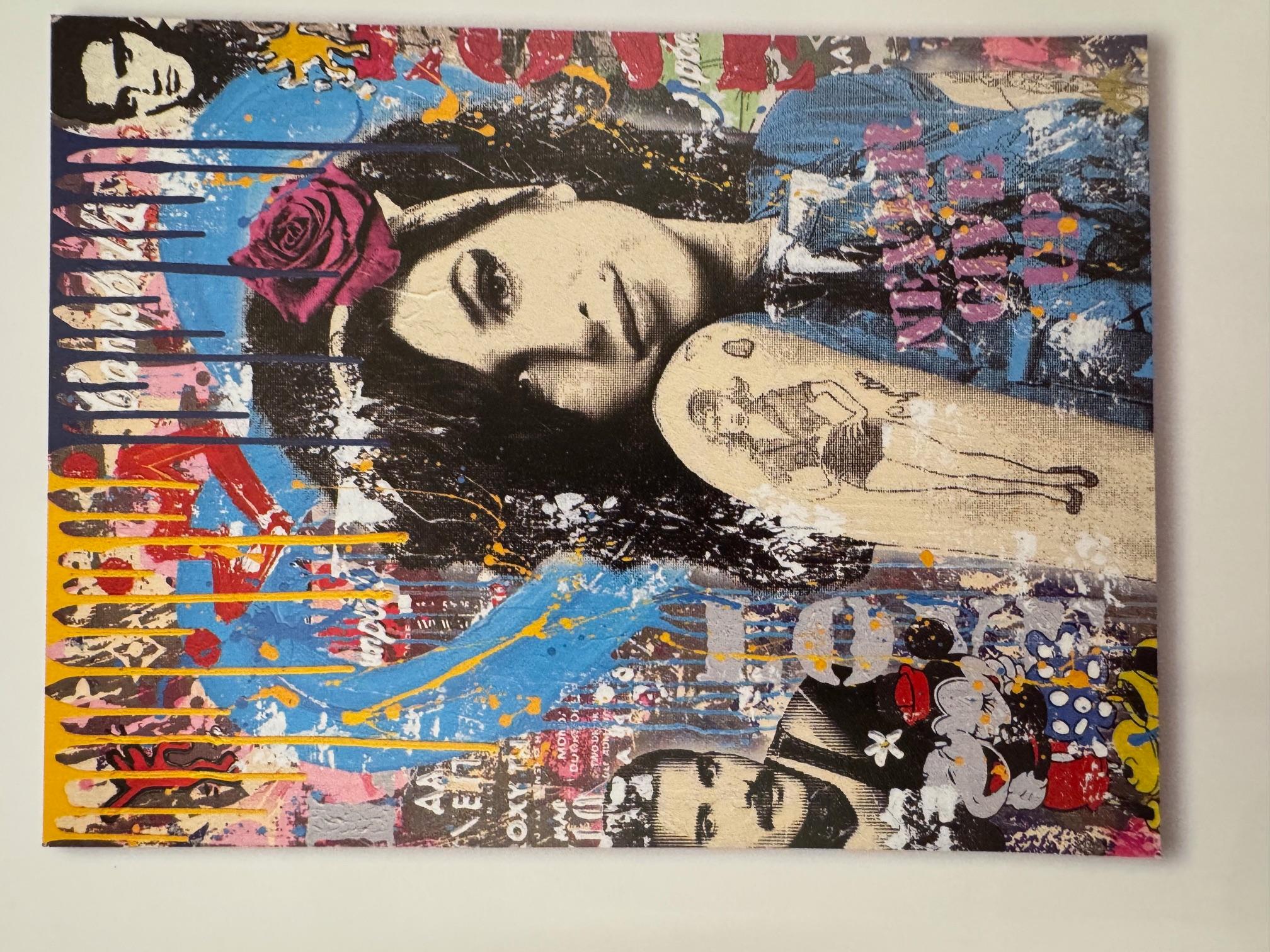 Amy- opera d'arte contemporanea a tecnica mista originale con ritratto di Amy Winehouse pop art in vendita 6