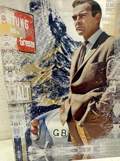 Scultura popart acilica contemporanea di Big Bond raffigurante Sean Connery Goldfinger