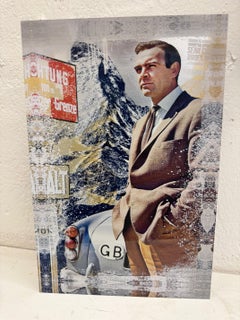 Scultura popart acilica contemporanea di Big Bond raffigurante Sean Connery Goldfinger