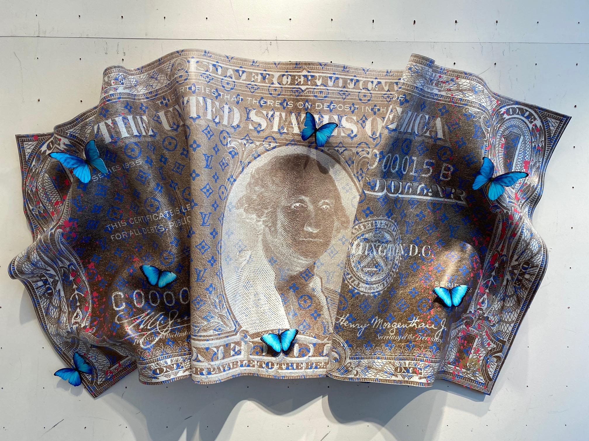 Dollar - contemporary mixed media original pop artwork of wrinkled dollar - Mixed Media Art by Devin Miles
